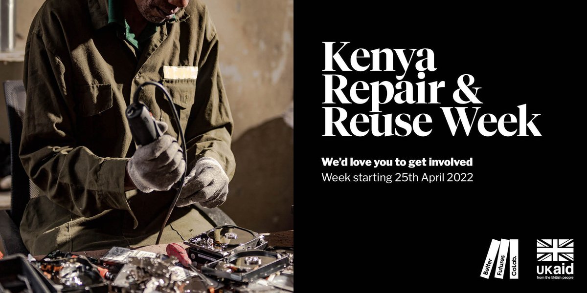 FuturesCoLab's tweet photo. We’re thrilled to launch #KenyaRepairReuseWeek during the last week of April.
 
Bringing together 4+ months of work, we’ll be sharing our @FCDO_Research-funded new report ‘Landscaping the Repair &amp; Reuse Economy in Kenya’ &amp; more...🔧🇰🇪
 
🚀Get involved: https://t.co/e3EMne2dUh https://t.co/liY17UmGtw