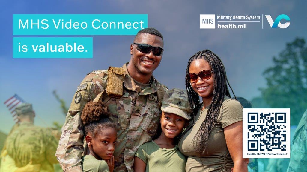 MilitaryHealth's tweet photo. Your time is valuable. 

#MHSVideoConnect is designed to leverage #telehealth solutions to expand your access to care, creating a more efficient and beneficial health care experience. Learn more: https://t.co/aQisYD2rA1 https://t.co/LKVrZql5I7