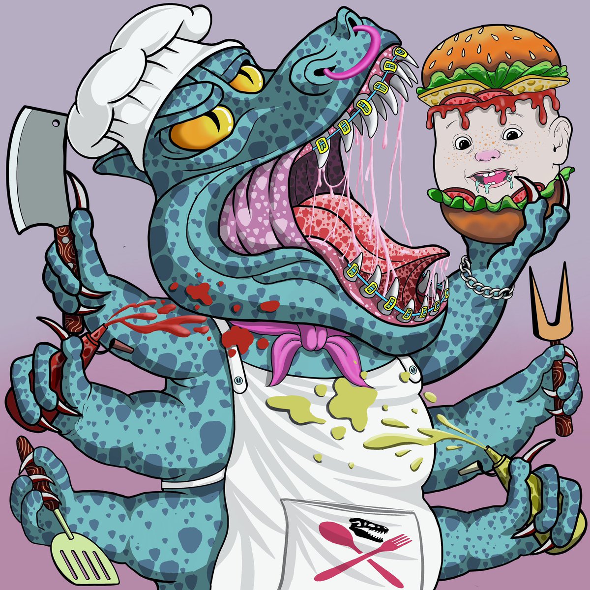 Submit this work for the Derivative Arts Contest.  <a href="/toddlerpillars/">Toddlerpillars</a> <a href="/chimerapillars/">Chimerapillars - Minting Now!</a> &amp; #ChimeraArt

From the awesome T-Rex collection.
#NFT #NFTTHAILAND #OpenSeaNFT