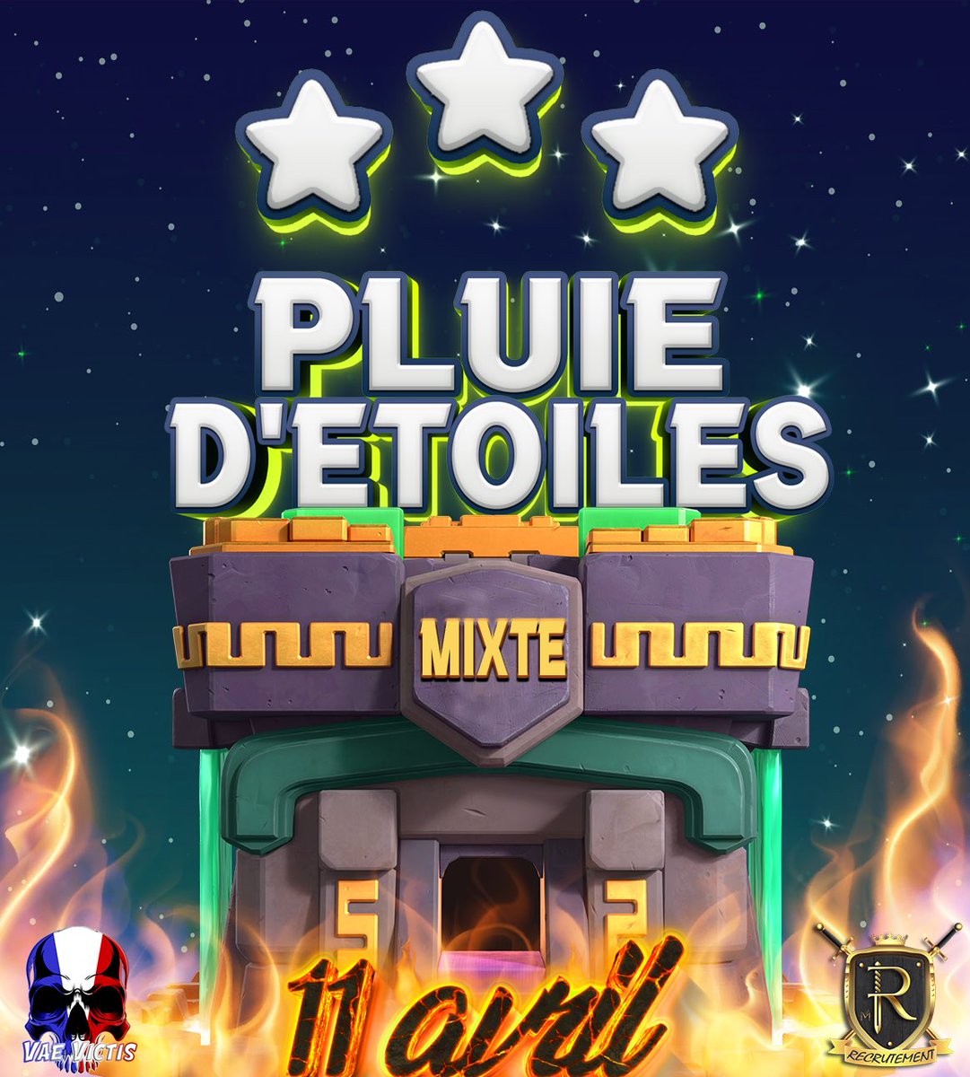 A 20h on commence avec un match de la <a href="/BKLeague_ru/">BlitzKrieg League</a> 
⚡️StyX’s 1705⚡️ 🆚 <a href="/Omnipotence_COC/">Omnipotence!</a> 
Ensuite à 21h on ira sur une pluie d’étoiles avec @VaeVictis99 &amp; <a href="/RecrutementF/">Recrutement F</a> 
↬ twitch.tv/lexgo_tv