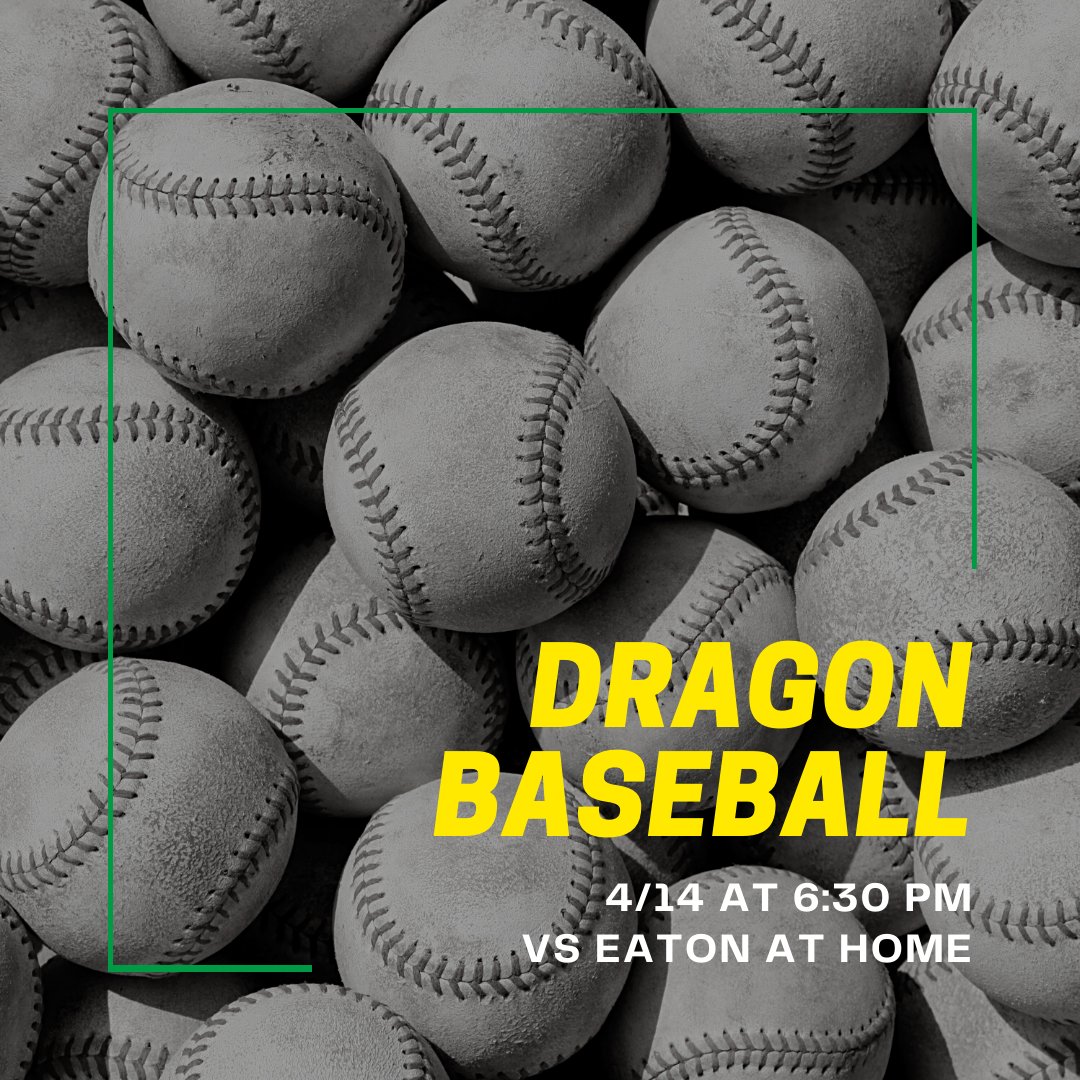 See you at the field! ⚾ <a href="/DragonBaseball/">Carroll Dragon Baseball</a> is at HOME tomorrow for a game against Eaton at 6:30 PM, and you don't want to miss it! ⚡