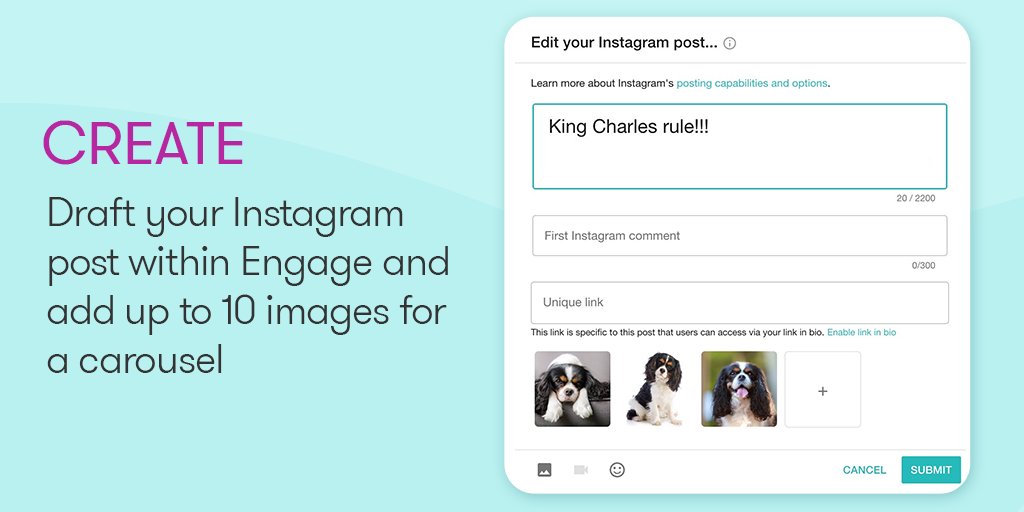 Meltwater's tweet image. 🔥Engage Product Update🔥
Multi-image #Instagram posts are now available! Carousels help increase your reach and now you can create, schedule, & publish directly from Engage. 🎉
✅ Up to 10 photos
✅ Schedule alongside other platforms
✅ Publish without having to open the app