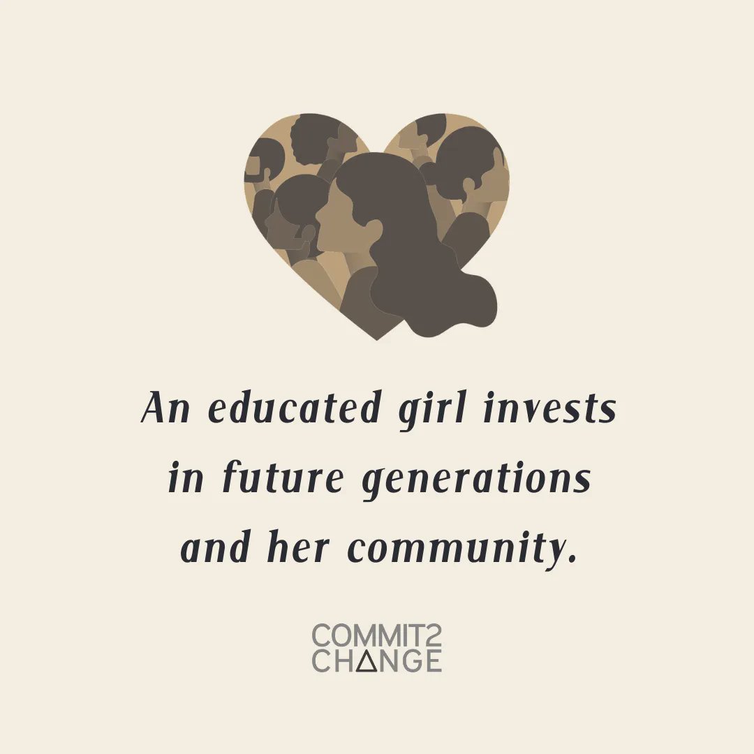 CommitTwoChange's tweet image. It’s been reported that an educated woman often invests as much as 90% of her income into her family and community. An educated mother is twice as likely to prioritize her children’s #education, helping break the cycle of poverty for generations for years to come. #Commit2Change