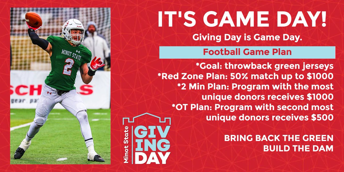 MSUBeaversFB's tweet photo. It's Game Day!
2022 Giving Day is today!
🗣️: #MSUGivingDay
📅: April 13, 2022
⏱️: 24 Hours
📍: https://t.co/eZtaZ4oCb1
🏁: #BringBackTheGreen
#GRIT 🦫
#BuildTheDam 🪵 https://t.co/BK6Uc7kUdu