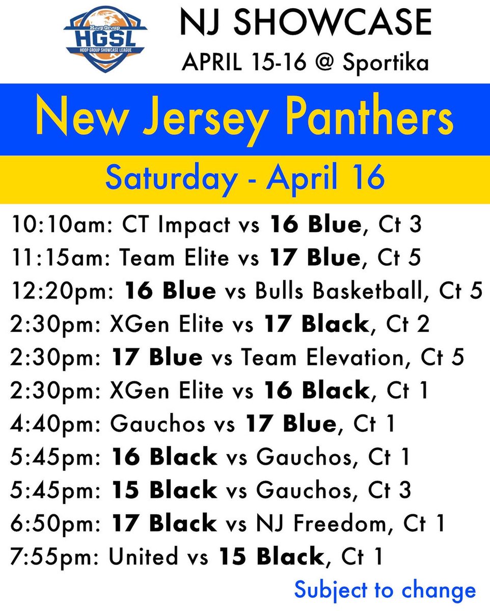 nj_panthers's tweet photo. NJ Showcase Schedule is out!!! April 15-16 @ Sportika @hgsl_girls https://t.co/qc9CQvCkZ7