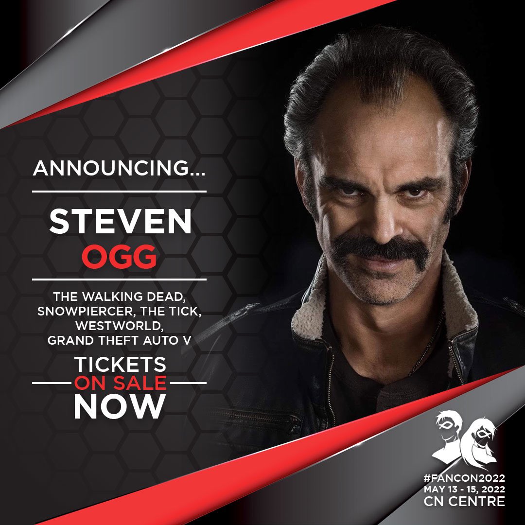 This just in! <a href="/StevenOgg/">Steven Ogg</a> will be coming to #FanCon2022 You know him from #TheWalkingDead #Snowpiercer #Westworld #GrandTheftAutoV and #TheTick Get your tickets now at fancon.ca/tickets/
#NorthernFanCon #cityofPG #takeonPG