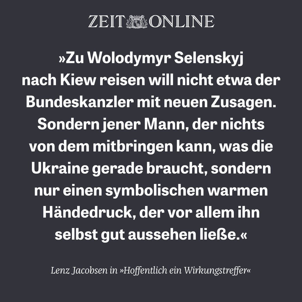 Wolodymyr #Selenskyj hat keine Lust auf Symbolpolitik ausgerechnet mit Frank-Walter #Steinmeier – verständlich. Die Deutschen sollten sich ihre Kränkung verkneifen. Ein Kommentar von Lenz Jacobsen: trib.al/00QcGRD