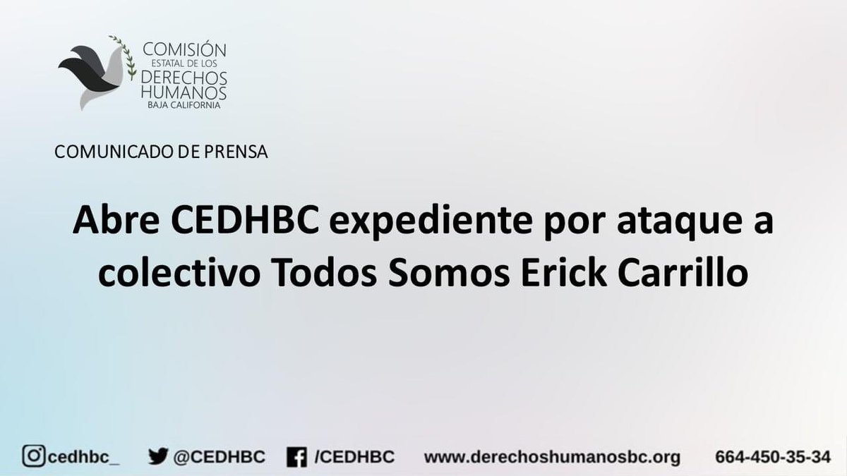 Con relación al ataque armado denunciado por el colectivo de búsqueda de personas desaparecidas, Todos Somos Erick Carrillo, registrado la tarde del lunes 11 de abril en Rivera del Bosque, Tijuana, la #CEDHBC inició el expediente de folio 1051/22 para investigar la actuación de