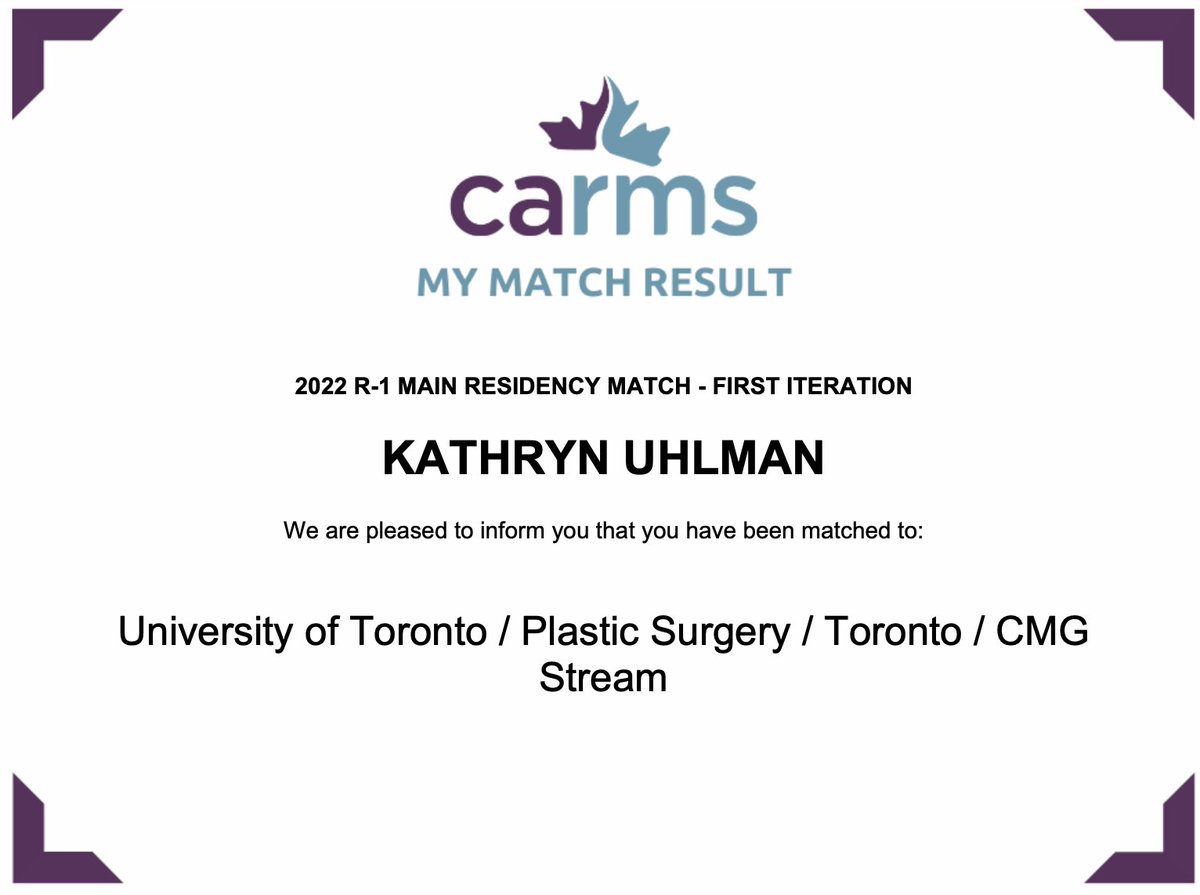 KateUhlman's tweet photo. I am so privileged to have had the incredible mentorship and support from so many residents, staff, friends and family throughout my time in medical school.  I am honoured and excited to be joining the UofT Plastic Surgery program in July. https://t.co/Rx0iKCTIvL