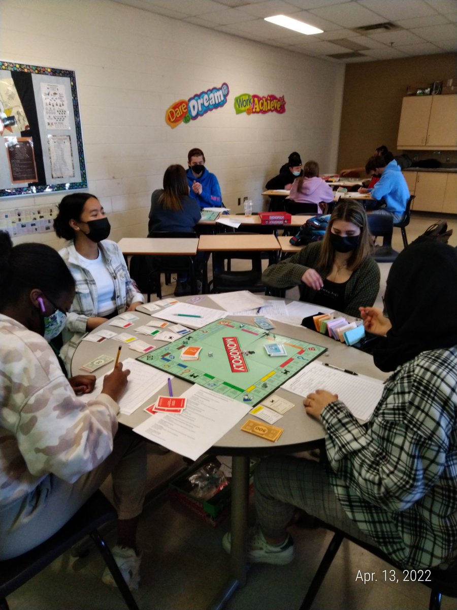 MsStew_HRCE's tweet photo. Recording transactions and playing Monopoly....a great combination! #accountingjoke #businesseducation @HalifaxWestHS @HRCE_NS https://t.co/n9CKXtEvMt