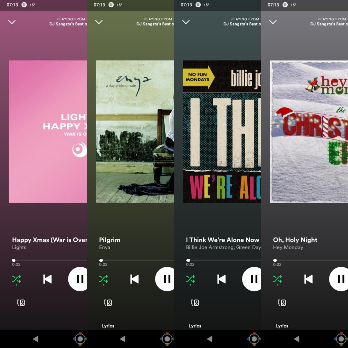 DJSangsta's tweet photo. #First4Songs on 4-13-22: #HappyXmas by #Lights, #Pilgrim by #Enya, #IThinkWereAloneNow covered by #BillieJoeArmstrong and #GreenDay, #OhHolyNight performed by #HeyMonday.

#music #DJSangsta #musicislife #Spotify #musicismyescape #oooShiny https://t.co/cDtaP0jTZ6