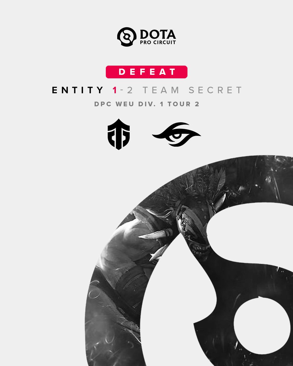 EntityDota's tweet photo. We tried to claw our way back, but @teamsecret were ready for everything we threw at them. GGs!

#EntityEU #DPC https://t.co/1SImfsei4S