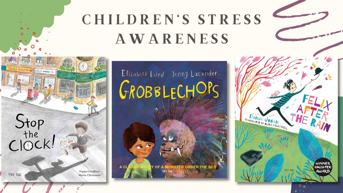 TinyOwl_Books's tweet photo. Looking for childrens books to help with STRESS?🤔

Our books help kids deal with negative emotions &amp; feeling stressed out!🌟

Chat about feelings in #FelixAfterTheRain☔
stop time in #StopTheClock🕜
&amp; conquer your fears in #Grobblechops!👹

Read more: https://t.co/xs6uBlSJwE https://t.co/CN82KYNL4H