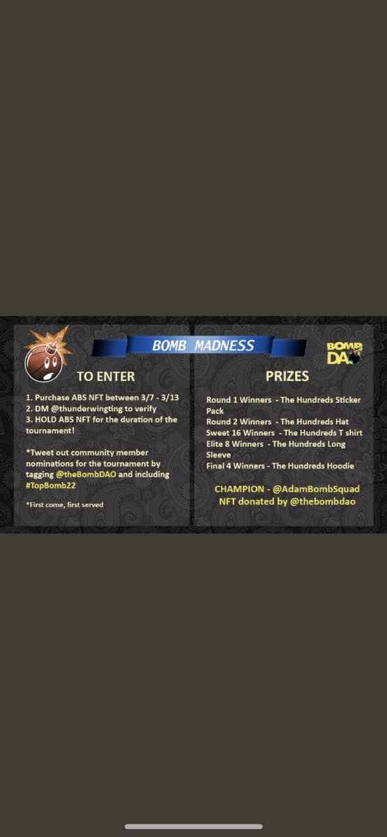 Reminder that today is the last day to claim prizes from the Bomb Madness tourney. Shoot a DM over to <a href="/thunderwingting/">Stu</a> to submit information and claim your prize.