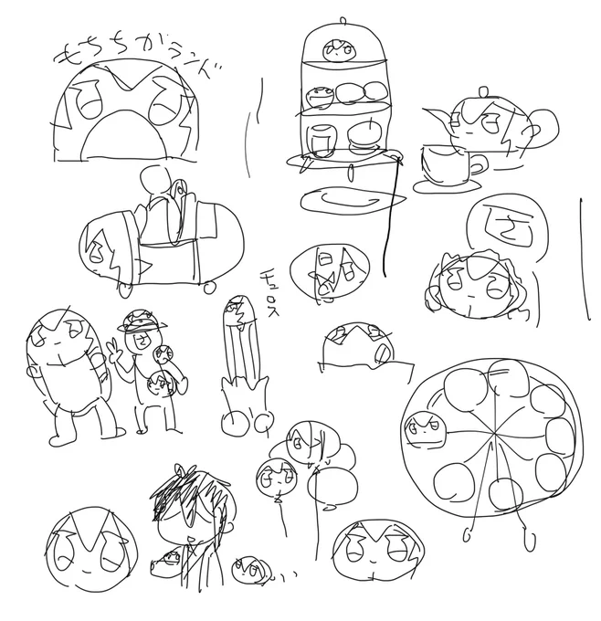 もちちかの遊園地描こうとしてた時の落書きメモ出てきた。描きたいねえ。 