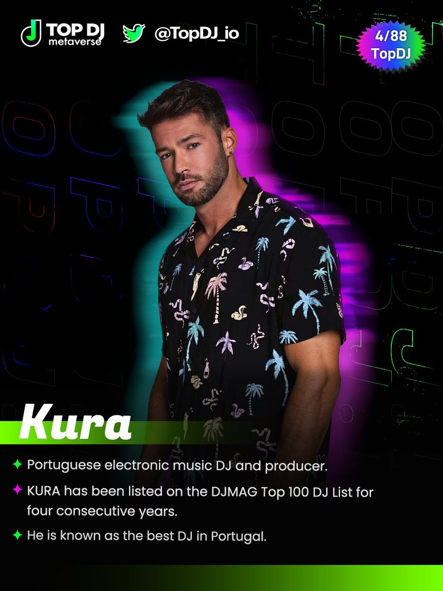 KURA is the designated DJ of TOMORROWLAND. He has toured at some top rated clubs in China and other countries for many times. Let’s welcome <a href="/KURA_live/">𝗞𝗨𝗥𝗔</a> for joining the TopDJ family! 
#nft #MusicNFT