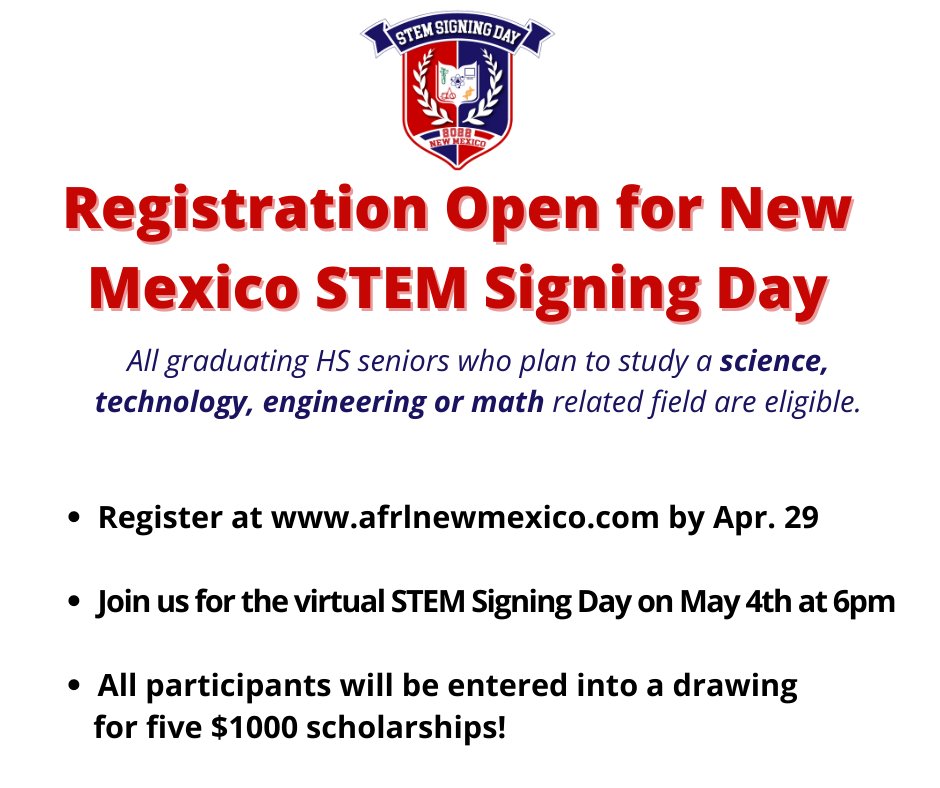 Please share with any graduating senior who plans to study a STEM related field.

#NMstem #STEMSigningDay2022