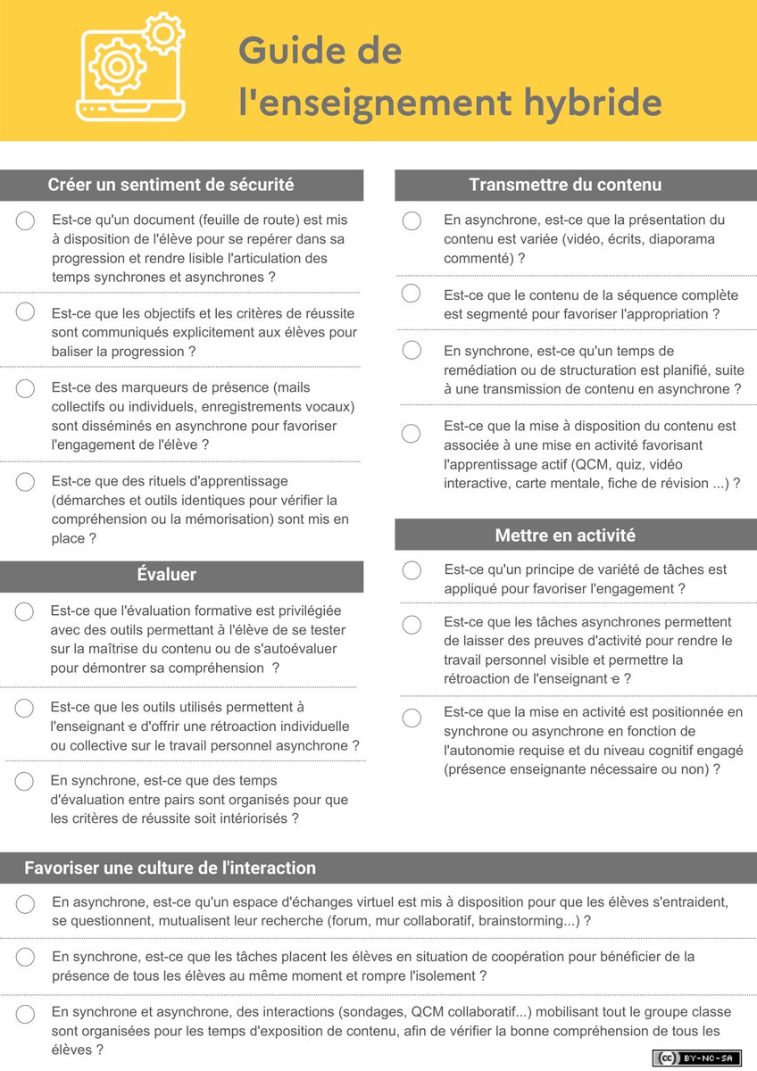 MC_Fourcade's tweet image. Quels apports de l&apos;enseignement hybride dans notre pratique quotidienne d&apos;enseignement ? À la #JAIP22Tlse, échanges avec les collègues sur l&apos;articulation en classe / hors la classe, synchrone / asynchrone #innotoulouse @cardie_tlse 
Guide de pratique réflexive ⬇️