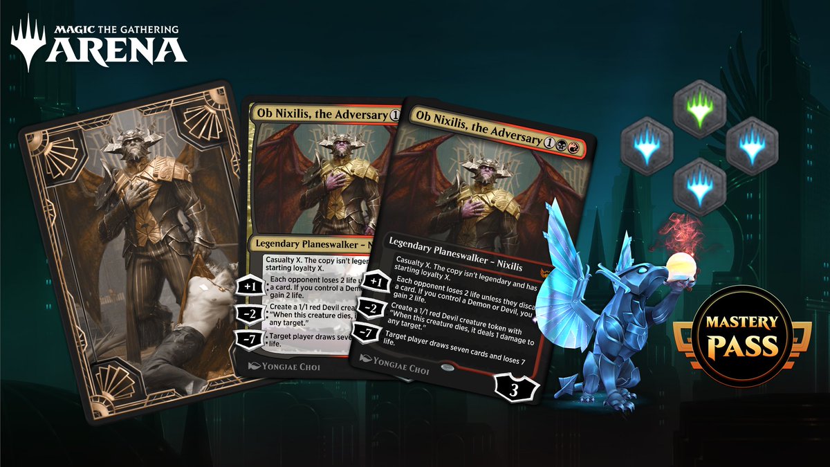 Side with the Adversary and preorder the Ob Nixilis Play Bundle! Your  reward will be the #MTGCapenna Set Mastery Pass, a little Construct Pet to  help you on the job, and more...
