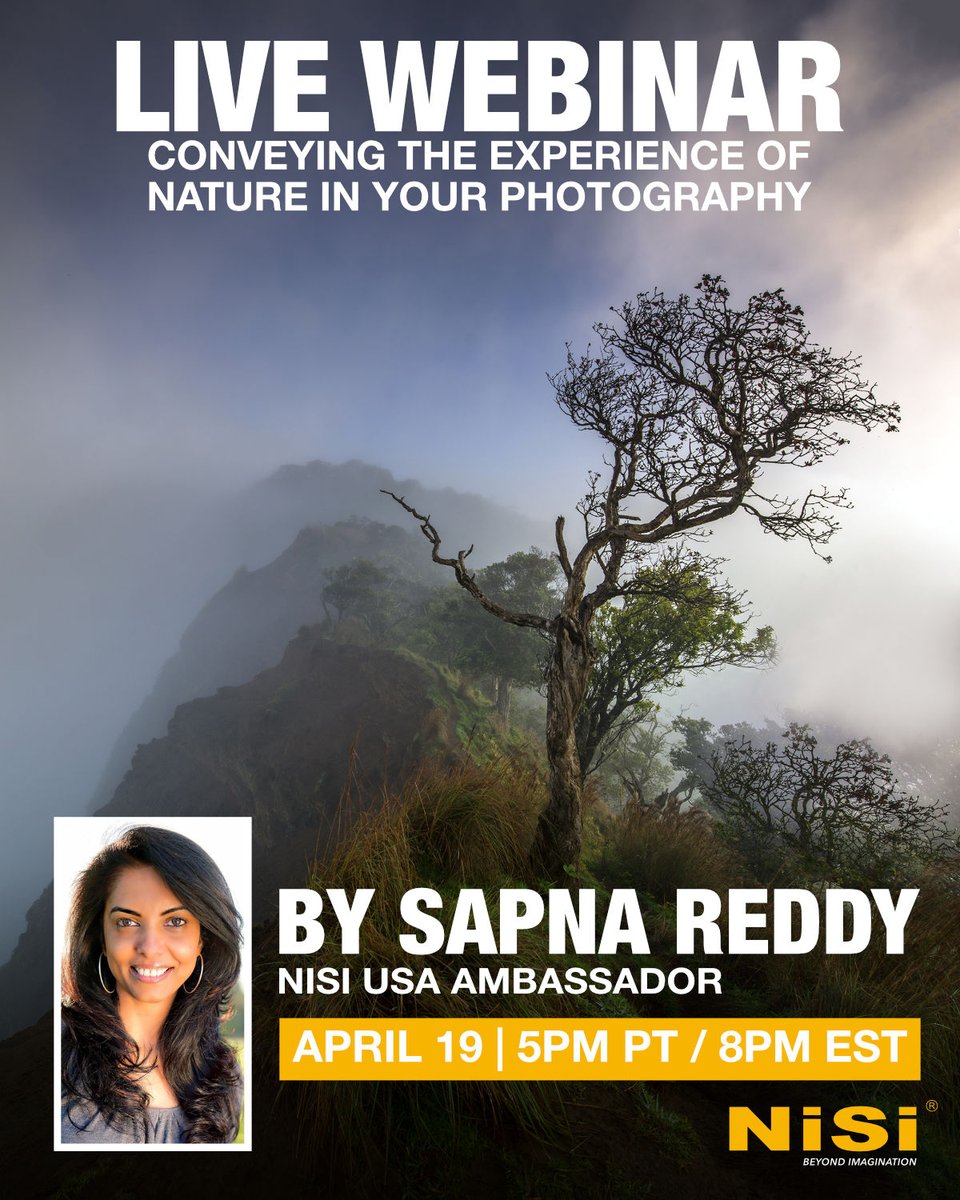 Who's ready to do some learnin'? Join us on April 19th for a FREE webinar by <a href="/fotodoc/">Sapna Reddy</a> (Sapna Reddy). 

The process of taking a photograph is easy. Conveying an experience is not. 

Register online for the free webinar:

nisi.pro/sapna