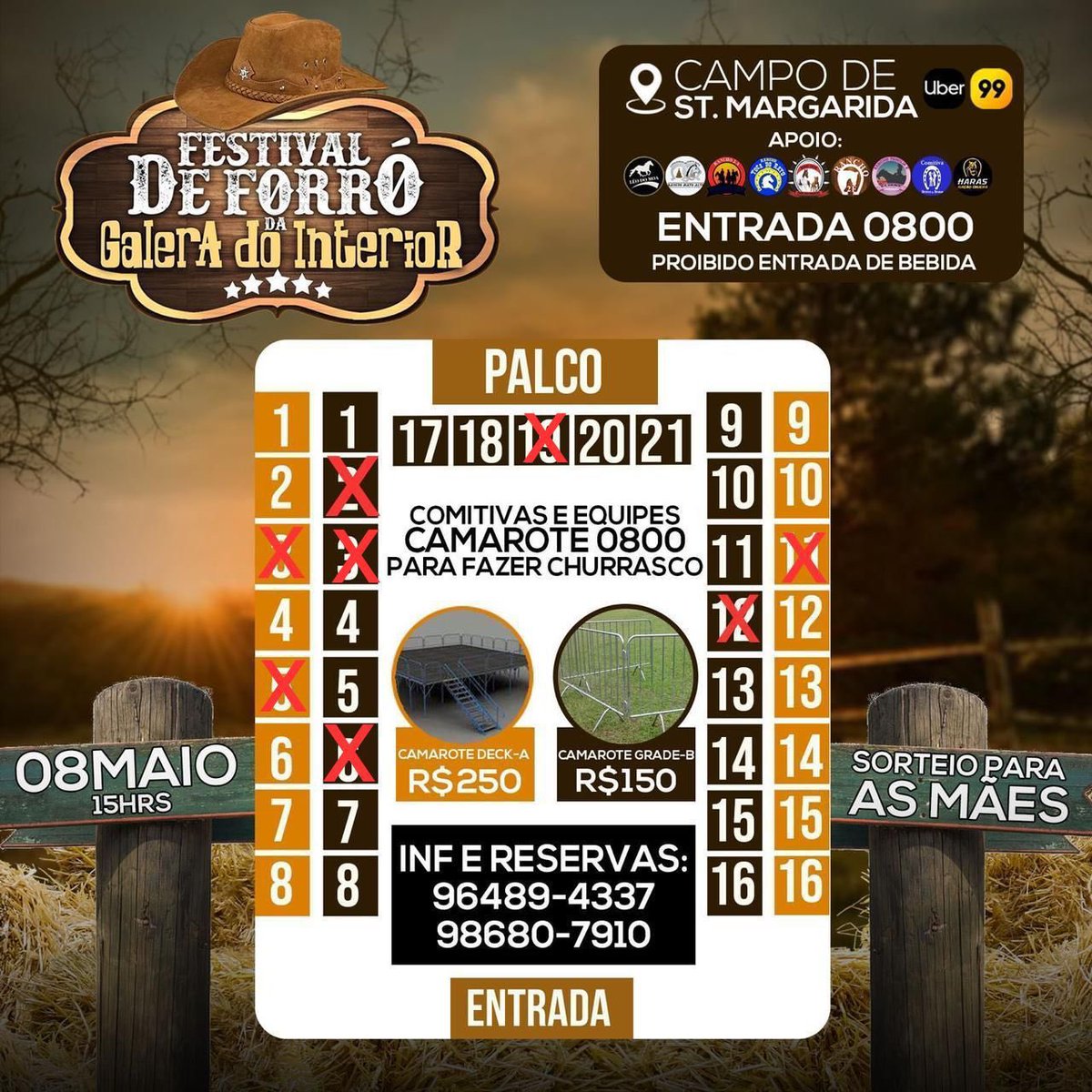 Cavalgada01's tweet photo. VENDA DE CAMAROTE ABERTA🔥

Dia 08 de MAIO tem FESTIVAL DE FORRÓ GALERA DO INTERIOR 🤠💥
Camarotes já estão disponíveis pra reservas: (21)96489-4337
                 (21)98680-7910 https://t.co/3bW22hiqAp