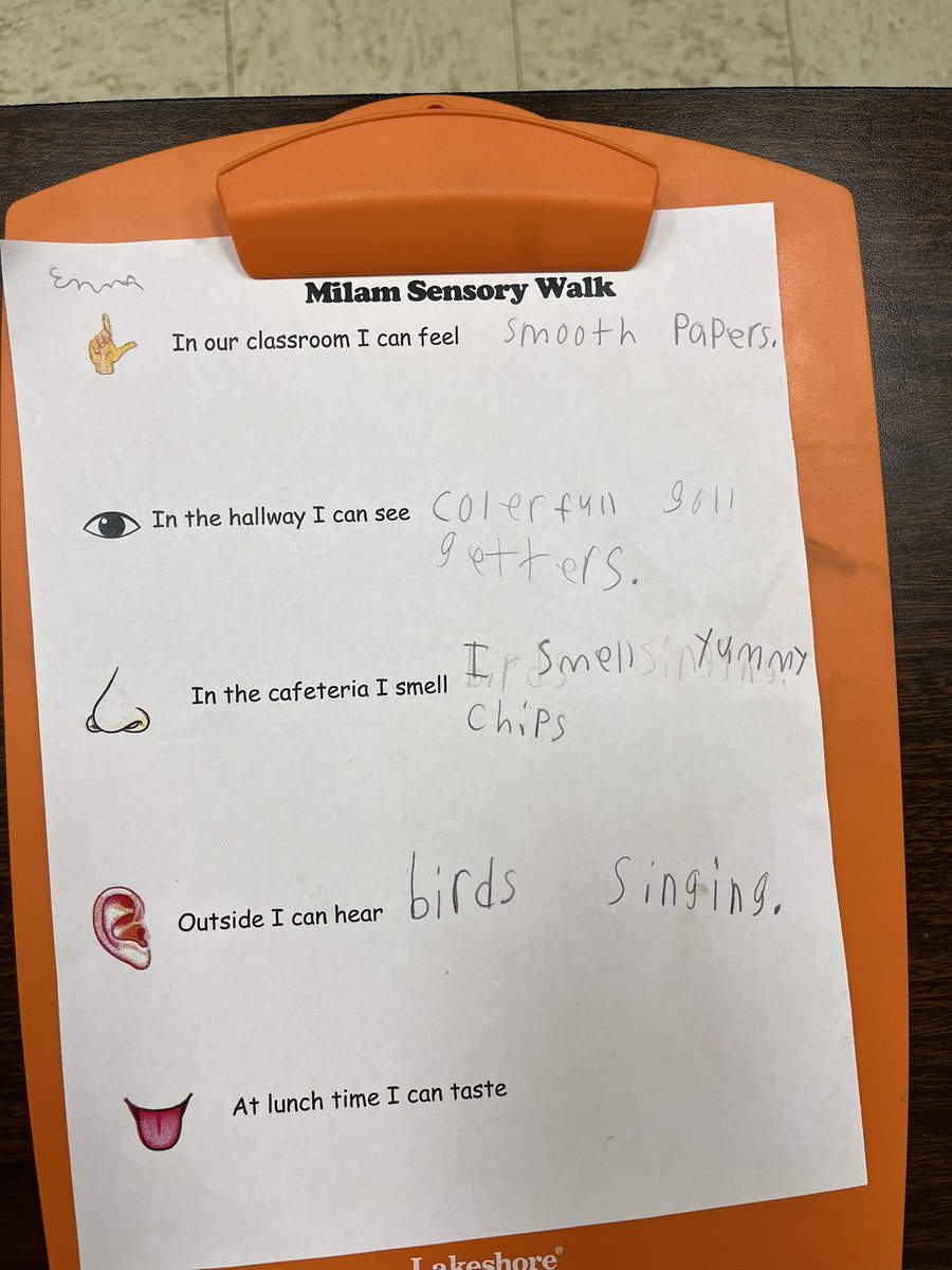 We’re writing sensory poems! So much fun walking around school getting inspiration, drafting ideas, writing them up neatly and performing them! <a href="/MilamBengals/">Ben Milam Elementary</a> <a href="/WFISDschools/">Wichita Falls ISD</a>