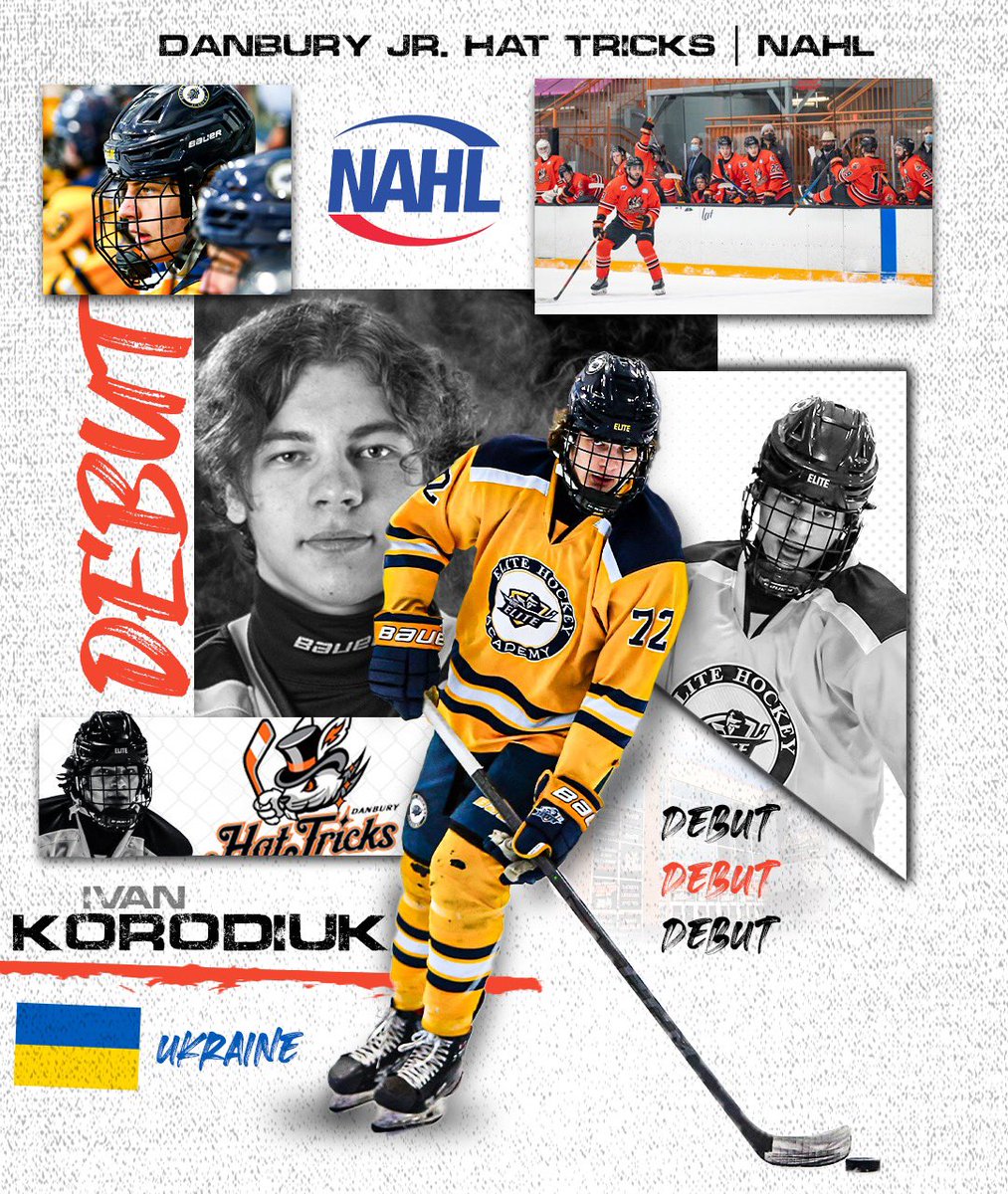 EliteHockeyAAA's tweet photo. Good luck to Ivan Korodiuk as he makes his @NAHLHockey debut tonight with @JrHatTricksNAHL! ✊

You can watch it live at 7 p.m. EST on @MyHockeyTV. 📺 

#RocktheGold | #PoundtheRock https://t.co/y4NKwj1rZr