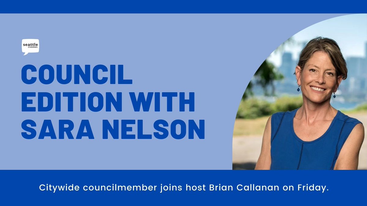 SeattleChannel's tweet photo. ๐ฃ Hey, Seattle! Have a question for @SeattleCouncil Citywide Councilmember @CMSaraNelson? She'll join @callananseattle for next #CouncilEdition. Send us your questions by commenting below or emailing us at contact@seattlechannel.org by Friday morning. https://t.co/LD0usrAgX1