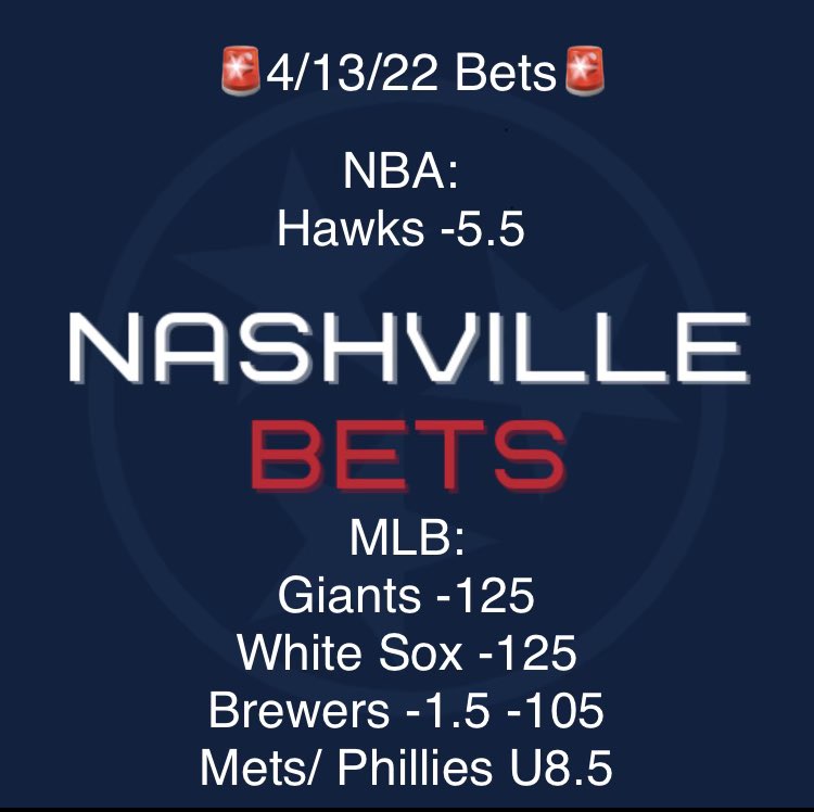 Nashville_Bets's tweet photo. Big #MLB guys tonight… Drop a like/RT if you’ve been cashing bets with us!! #GamblingTwitter #NBA # https://t.co/ZohJqCJIqq