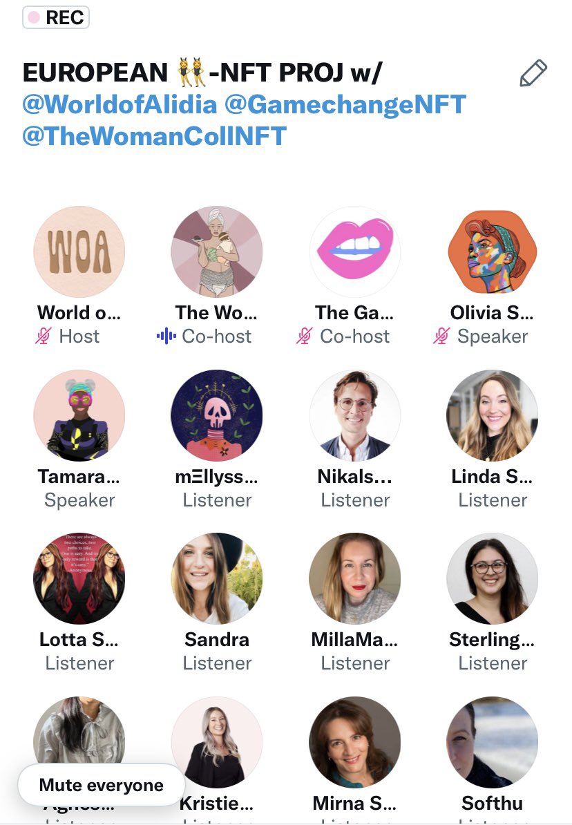 Thank you to everyone who tuned in to our EUROPEAN WOMEN IN NFT space today 💗

We loved sharing about our projects and talking about the struggles we all face as early women in web3 👯‍♀️🌈👾

We all agreed that FEMALE COMMUNITY and EMPOWERMENT is what drives us most! ❤️‍🔥💪🏼