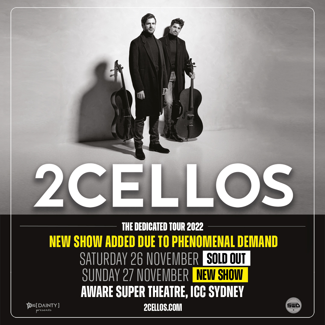 SYDNEY!! 🔥🇦🇺🎉 You sold out one night so we’ve added a SECOND SHOW for you on 27 November!! We’ve also just released new tickets in Perth, too – tickets are on sale NOW! bit.ly/2CELLOSau