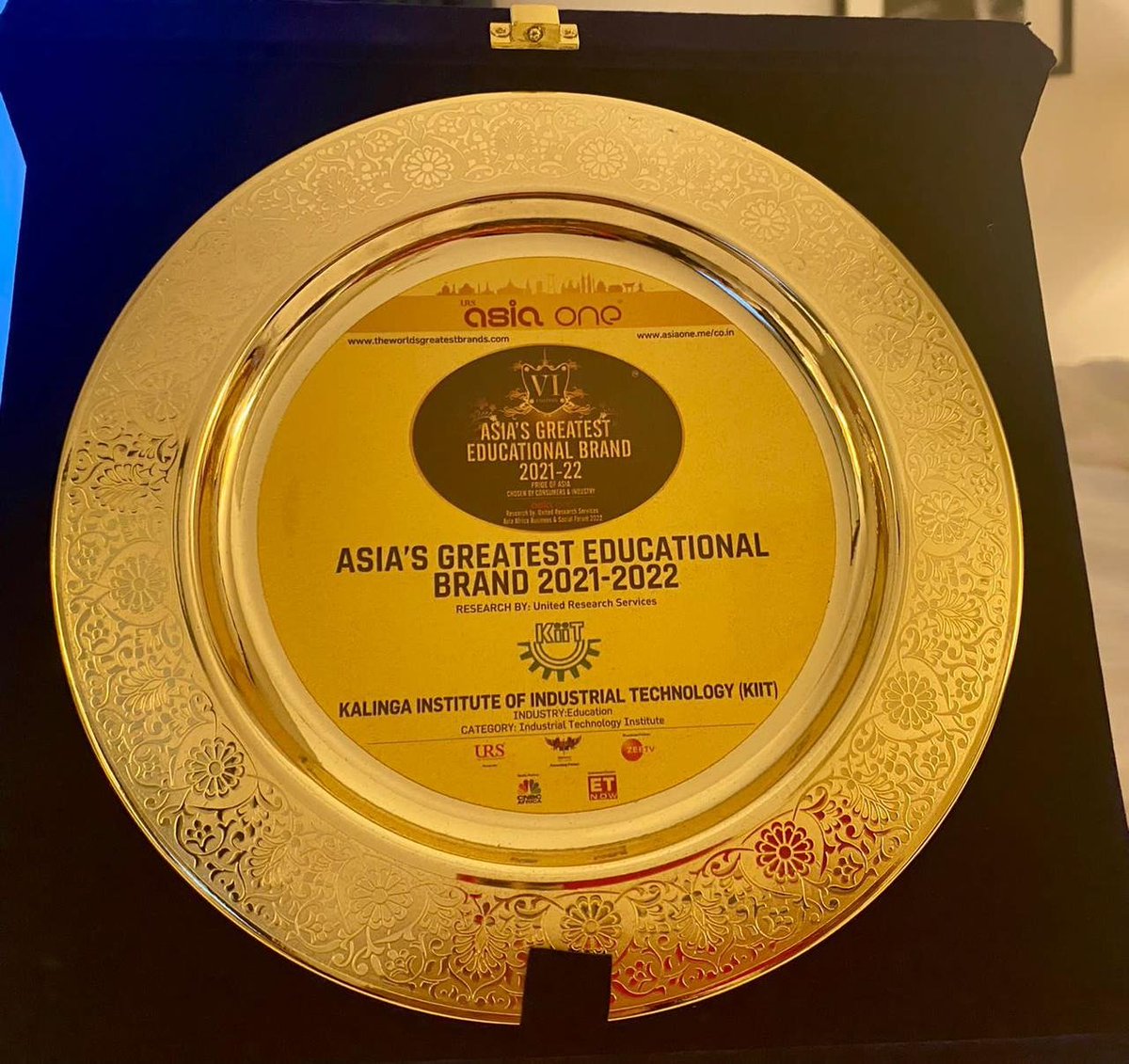 Another achievement in KIIT’s kitty! 
Glad to share that <a href="/KIITUniversity/">KIIT - Kalinga Institute of Industrial Technology</a> has been conferred with Asia’s Greatest Educational Brand 2021-22 among Asia Americas Africa at Asia Europe Business &amp; Social Forum in UK.
1/3