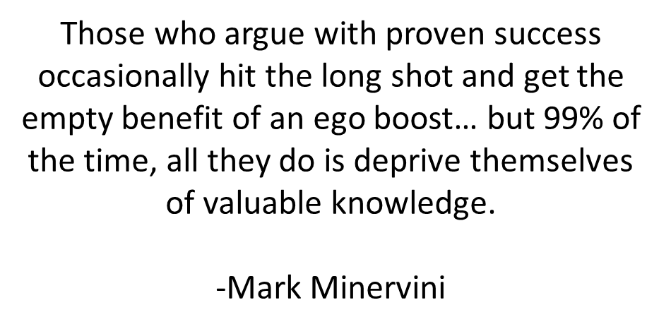 markminervini's tweet photo. A natural instinct born out of our need to survive makes us vigilant and skeptical. As a result, people like to try to prove successful people wrong. I have found it is more productive to try to figure out why a successful person may be right, versus why they are wrong. https://t.co/rdwXIT5Am9