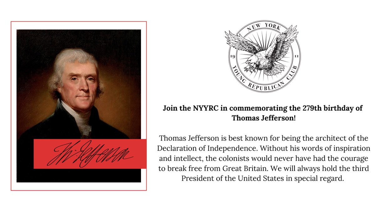 RT @NYYRC: Happy Birthday to the author of the Declaration of Independence, Thomas Jefferson! https://t.co/wgWIrMFmqc