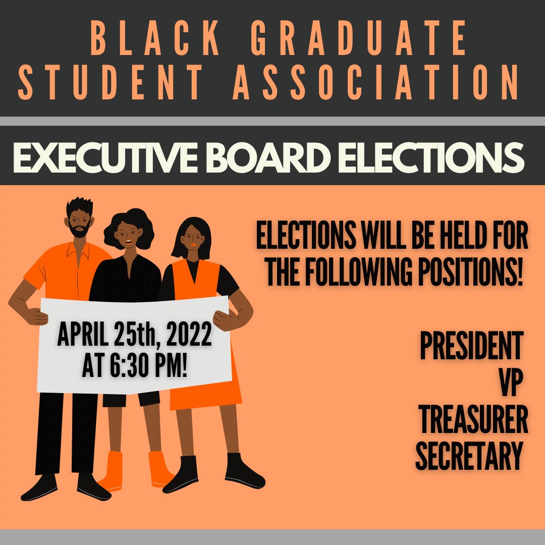 Interested in running for an E-Board position? Email your headshot (or selfie) and bio to okstatebgsa@gmail.com. The bio should also include why you want to run for the position.

DM <a href="/OkstateBGSA/">Okstate BGSA</a> for meeting link!