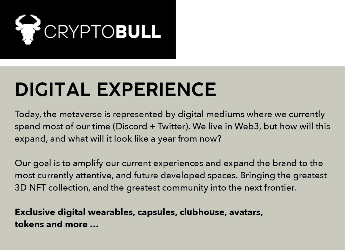 cryptobulls_wtf's tweet photo. ...in the #Metaverse ...

#nft #NFTCommunity #CryptoBullSociety #cryptocurrency #Ethereum #eth #blockchain #finance #Web3  #digitalart #irl #meta #Tokenomics #Wearables @GalyArtist https://t.co/o5v7VjywFo