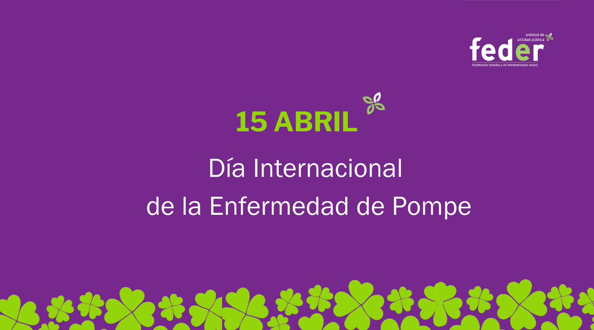 Hoy, como cada 15 de abril, se conmemora el Día Internacional de la Enfermedad de Pompe y queremos mandar todo nuestro apoyo a las personas que conviven con esta #ER🍀