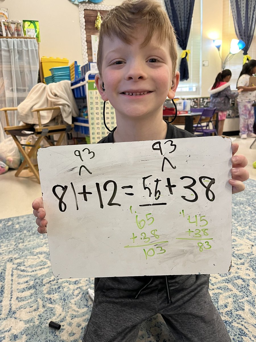 SoaringInFirst's tweet photo. These friends blew me away today with balancing missing number problems! They were solving for 2 missing addends and working on regrouping. #MonaviewMoments 🦁 https://t.co/KgtNDtZ9wr