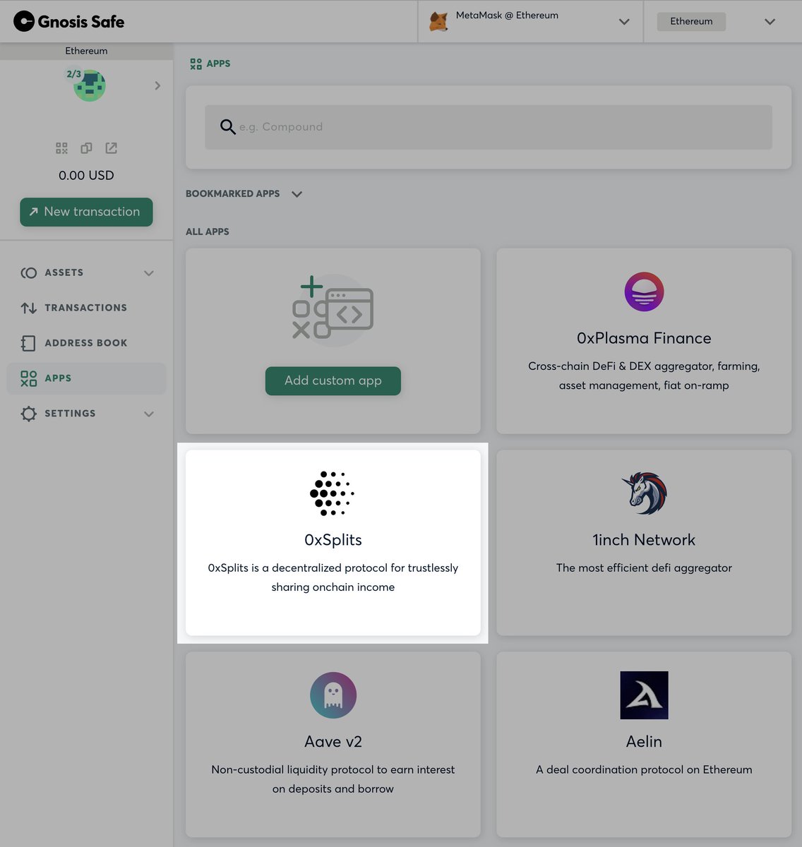 Gnosis 🤝 0xSplits Now you can easily create/manage/interact with splits  using a multisig right from the @gnosisSafe app store!