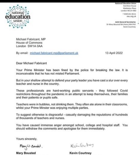 frainsusan's tweet photo. ‘Teachers were in bubbles, not drinking them’ @NEUnion 👏👏#Fabricant #fabricates #TeachersandNurses https://t.co/C9ke61ZGm4