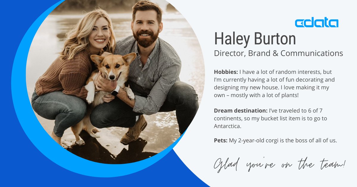 cdatasoftware's tweet photo. Meet Haley Burton! Haley is the Director of Brand &amp; Communications at CData, overseeing marketing campaigns, content, and public relations to build brand awareness and drive sales. We are extremely lucky to have Haley on the CData team! #employeespotlight #workingatcdata https://t.co/Tt6tY97K1F