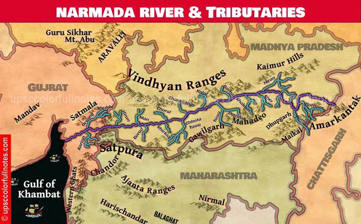 GuideforAll's tweet photo. Narmada River:

➡️ It is the 5 largest river in the India
➡️ Rises from Amarkantak Plateau in Anuppur district Madhya Pradesh.
➡️ Flows through: Madhya Pradesh, Maharashtra &amp; Gujarat
➡️ Major tributaries are Barna, Tawa, Kanar, Kolar, Man, Hatni, Uri, Shakkar, Dudhi.   Plz RT🔃It https://t.co/CZBmDiQDDf