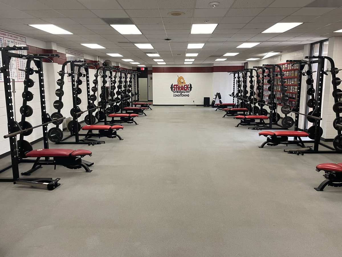 Thanks to our incredible Strack family’s generosity over the past few years we have been able to completely redo our weight room including 12 half racks as well as adjustable benches and various barbells allowing our younger students to learn the weight room as well.