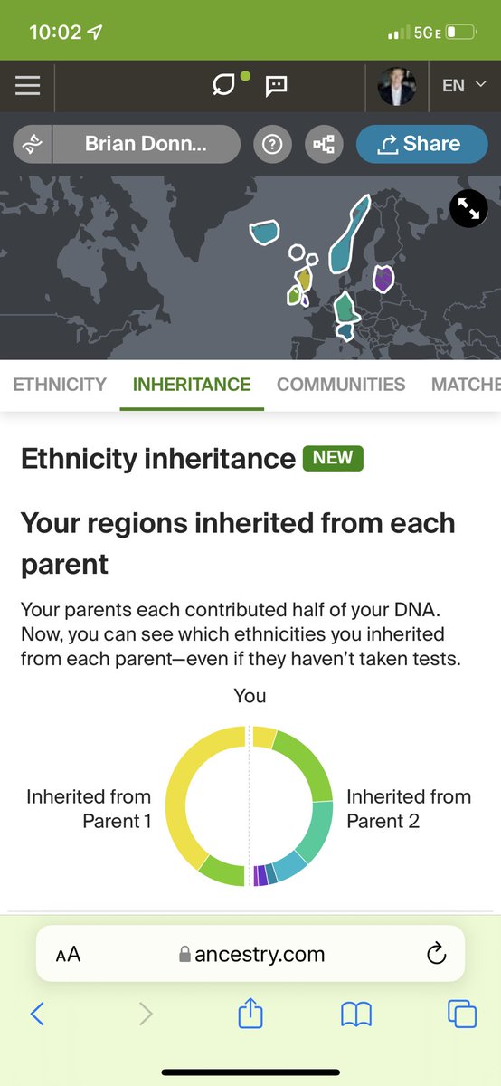 DonnellyDNA's tweet photo. Thrilled to launch our latest feature for #AncestryDNA customers today - ethnicity inheritance! Customers can now see which ethnicities they inherited from their parents without a parent being tested. This is a huge innovation. https://t.co/mEAdyphZEb #WeAreAncestry @Ancestry https://t.co/qZzbv1t9JA