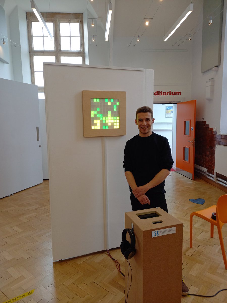poundarts's tweet photo. Exhibiting artist @LiamTaylorWest has just finished installing one of his magnificent multi-sensory pieces ahead of tomorrow's 'Made for the Rhythm' exhibition launch! Pop in tomorrow from 6pm and experience his work in person 🤯
#madefortherhythm #rhythmexhibition #rhythmicart https://t.co/QWhNIYnRDd
