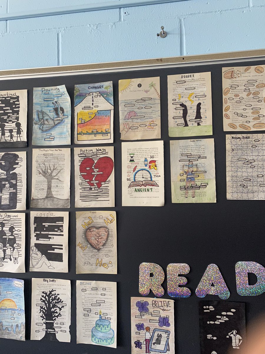 msnigrotms's tweet photo. Beautiful blackout poetry in Mrs. Poletis class! #NationalPoetryMonth @ThompsonMSpride @MTPSpride https://t.co/9tC5PPGpWz