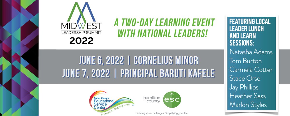 ButlerCountyESC's tweet photo. Have you heard the news? #MWLS22 is back in person again! Don't miss your chance to work alongside @MisterMinor, @PrincipalKafele and some of the brightest school leaders in our region! 👉 https://t.co/CjOizxHdy0 https://t.co/w4aA46NYtx