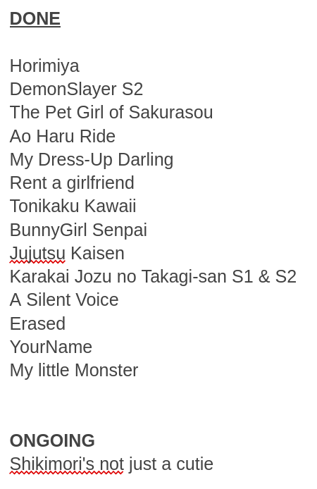 Hab in den letzten 3 Monaten glaube n bissl uebertrieben mit den Animes 😳😅