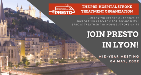 PRESTO_MSU's tweet image. There's still time to register to attend the 2022 PRESTO Mid-Year Dinner meeting in Lyon, France on 04 May from 19.00H-21.00H CEST! 
All members of the MSU Community are welcome to attend.
To register, click here: prestomsu.org/i4a/ams/meetin…

#MobileStrokeUnits #MSUs #Stroke