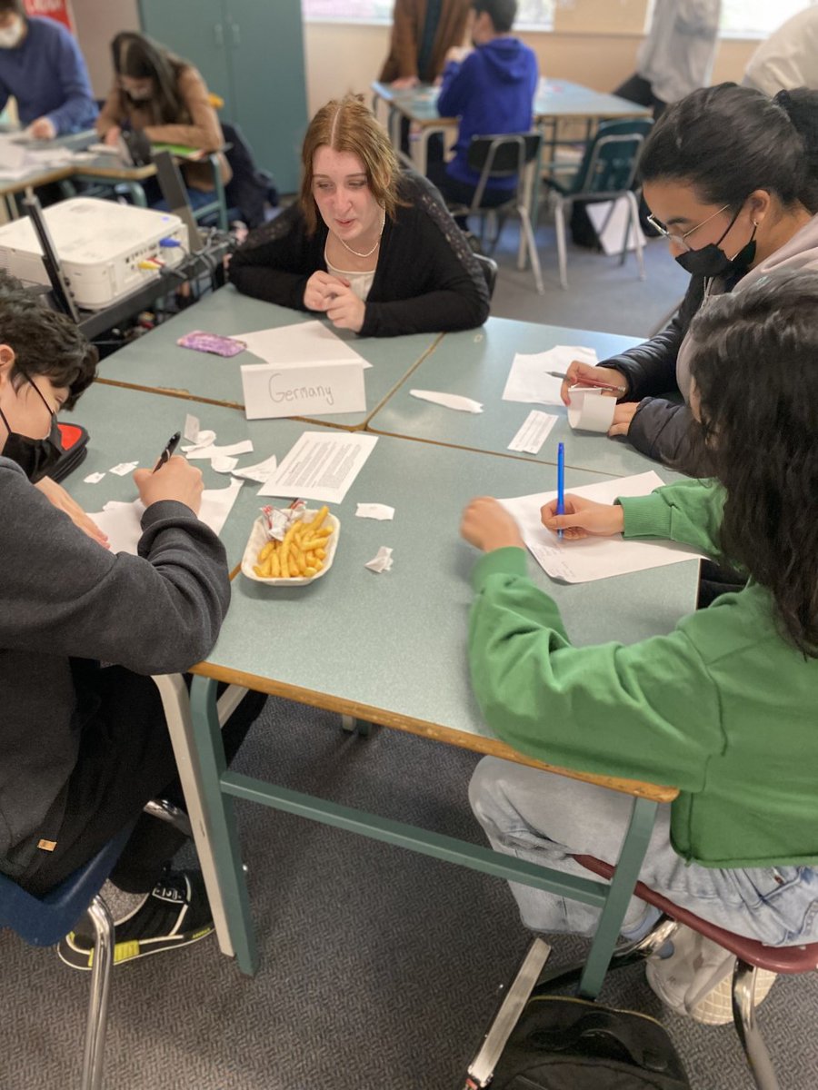 Ms. Dingle's Social Studies 10 class embarked on a WWI Alliance Simulation Game today. Students were able to experience the complexities and intricacies of creating alliances with other countries. The energy and participation in the room was electric!